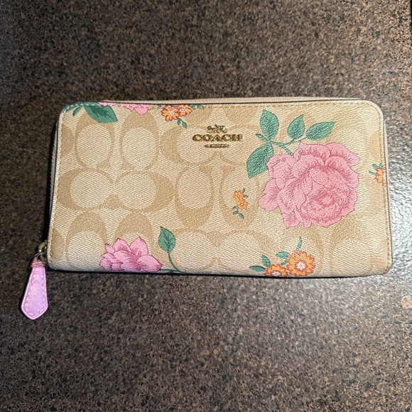 Coach Handbags - Coach Floral Beige and Pink Women's Wallet